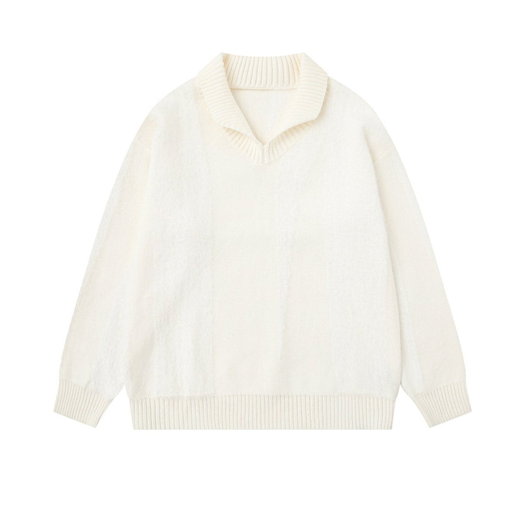 Simple collar solid color sweater