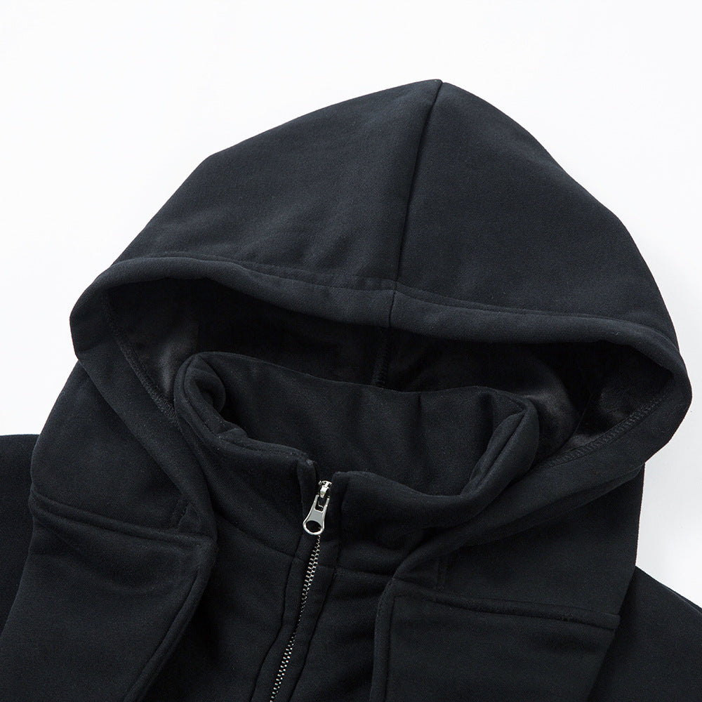 Hooded high necked jacket