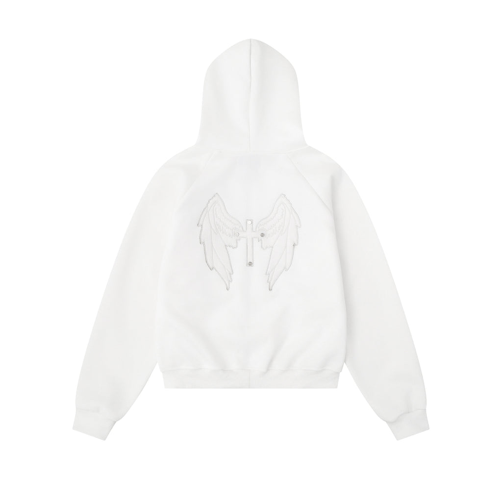 Sweet Cool Rivet Zipper Hooded Cropped Loose Cardigan Sweatshirt