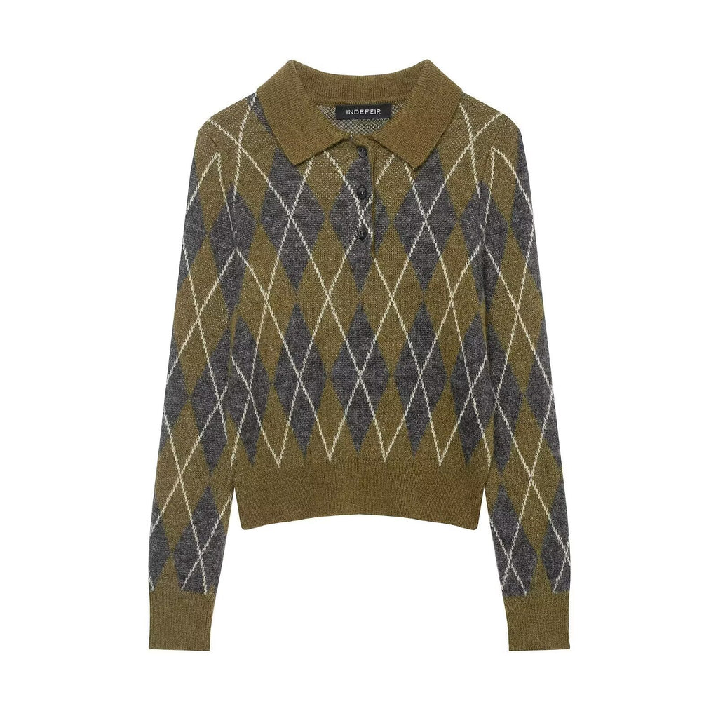 Diamond shaped polo shirt sweater