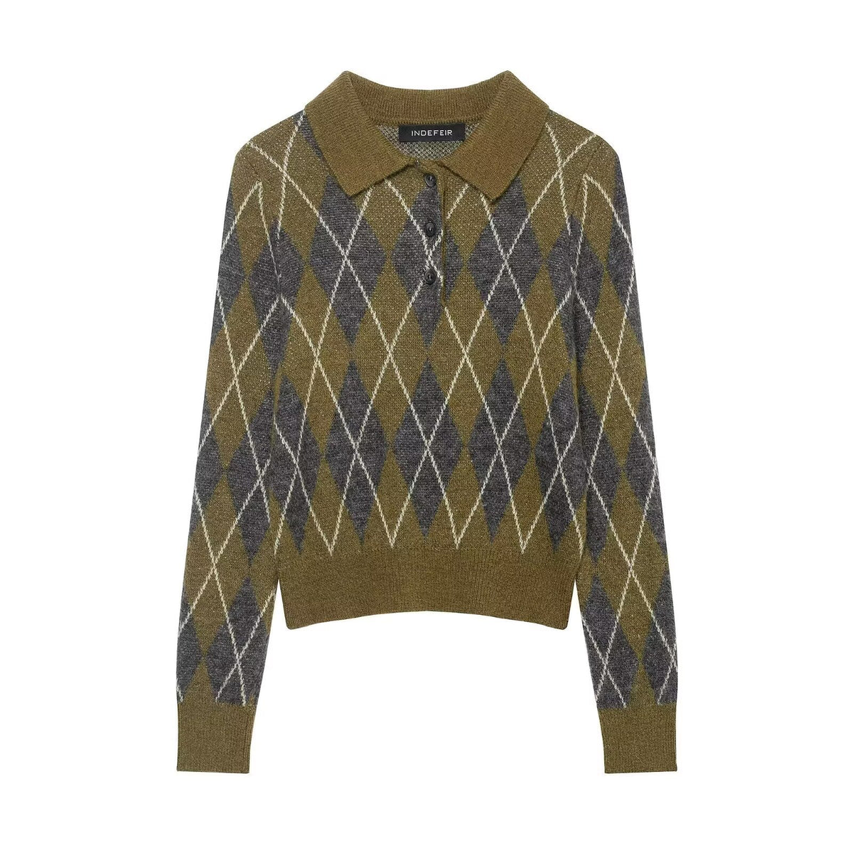 Diamond shaped polo shirt sweater