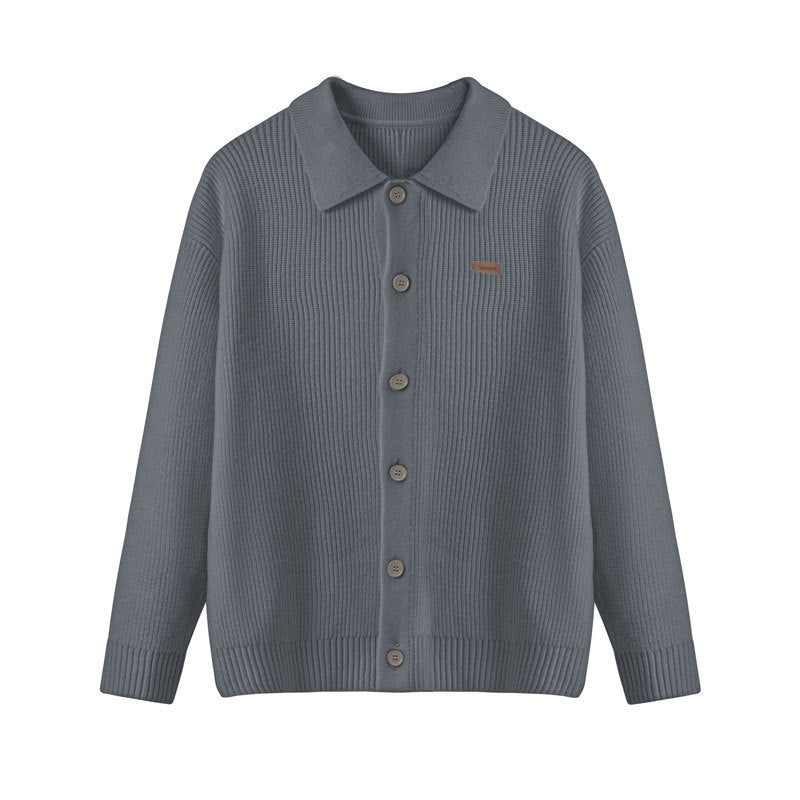 Solid color lapel sweater