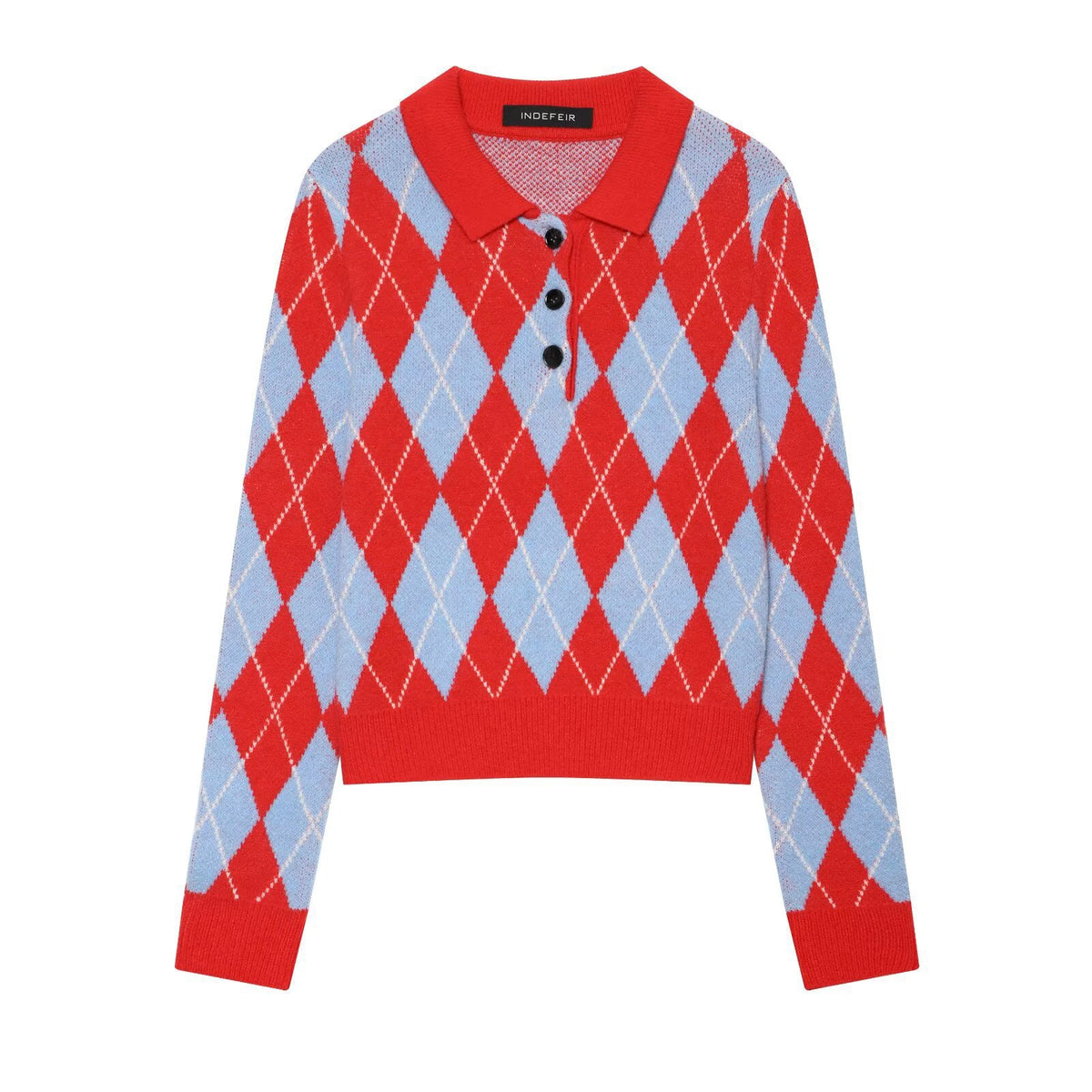 Diamond shaped polo shirt sweater