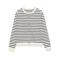 Casual and minimalist striped breasted round neck knitted sweater for women