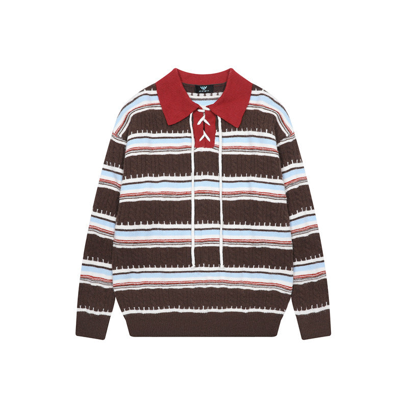 Twisted striped tied sweater
