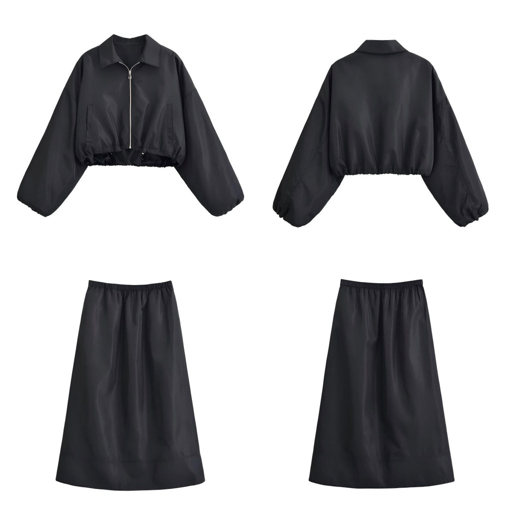 Collar short jacket jacket+half skirt set